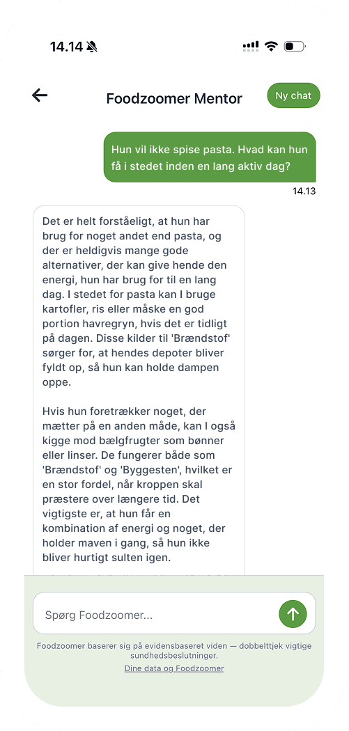 Foodzoomer madmentor – stil et spørgsmål og få et konkret svar